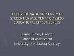 Using the National Survey of Student Engagement to Enhance