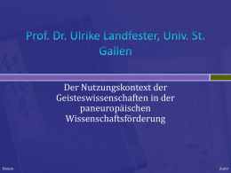 Prof. Dr. Ulrike Landfester, Univ. St. Gallen