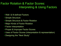 Factor Rotation / Interpretation & Designing the Next Study