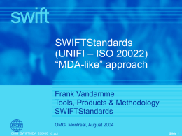 SWIFTStandards (UNIFI – ISO 20022) “MDA