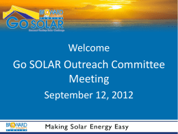 GO SOLAR Outreach Committee Meeting 9 12 2012