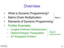 CS222 Algorithms Lecture 11 Dynamic Programming