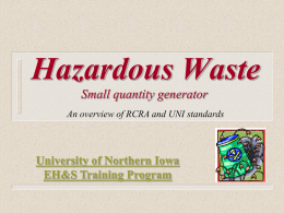Hazardous Waste - University of Northern Iowa