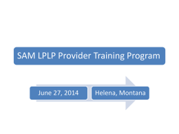 SAM LPLP Provider Training Program