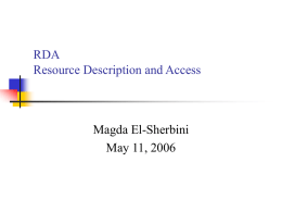 RDA Resources Discovery and Access