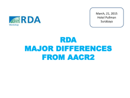 RDA MAJOR DIFFERENCES FROM AACR2