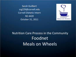 Nutrition Care Process in the Community Foodnet Meals on