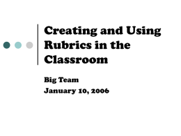 Creating and Using Rubrics in the Classroom