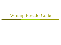 Writing PsuedoCode