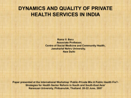 DYNAMICS AND QUALITY OF PRIVATE HEALTH SERVICES IN …