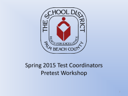 Assessment Workshop - School District of Palm Beach County