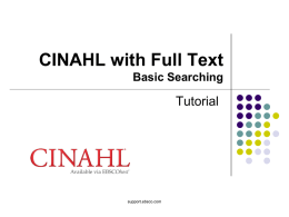 CINAHL Full Text Basic Searching