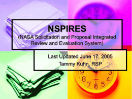 NSPIRES (NASA Solicitation and Proposal Integrated Review
