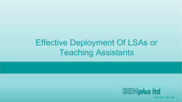 Effective Deployment Of LSAs or Teaching assistants