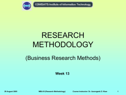 Research Methodology PowerPoint Slides for Week 13