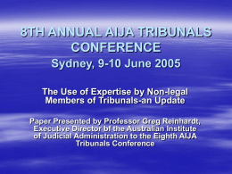 8TH ANNUAL AIJA TRIBUNALS CONFERENCE Sydney, 9