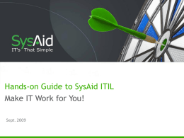 Quick Guide to SysAid's ITIL Package.