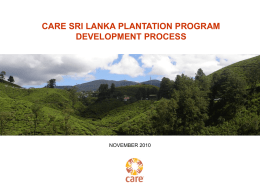 CARE Sri Lanka Plantation Program Development Process