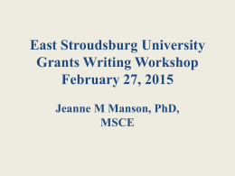East Stroudsburg University Grants Writing Workshop