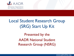 AADR NSRG Local SRG Start Up Kit
