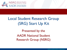 AADR NSRG Local SRG Start Up Kit