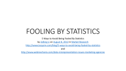 FOOLING BY STATISTICS - Middle East Technical University