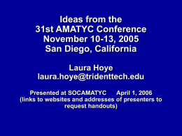 Ideas from the 31st AMATYC Conference November 10