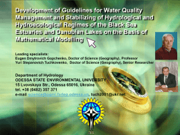 Development of Guidelines for Water Quality Management and