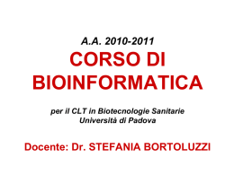 A.A. 2008-2009 CORSO DI BIOINFORMATICA per il CLT in