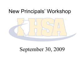 New Principal’s Workshop