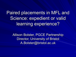 Paired placements in MFL and Science: expedient or valid