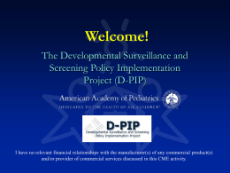 AAP Screening-Welcome Developmental Surveillance and