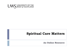 Spiritual Care Matters - NHS Education for Scotland