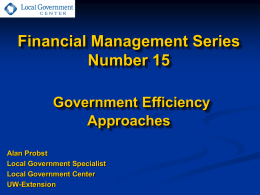 Financial Management Series Number 15 Government