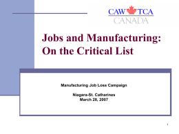 Job loss and manufacturing decline