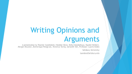 Writing Opinions and Arguments