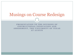 Musings on Course Redesign - Texas Higher Education