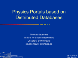 Physics Portals basing on Distributed Databases