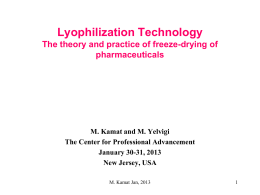 Lyophilization of Pharmaceuticals : A brief Overview