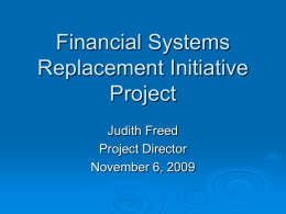 Financial Systems Replacement Initiative Project