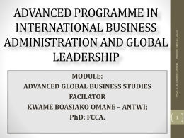 ADVANCED PROGRAMME IN INTERNATIONAL BUSINESS