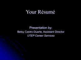 Your Resume - University of Texas at El Paso
