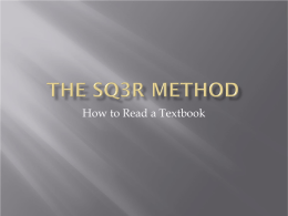 The SQ3R Method - Bloomfield College