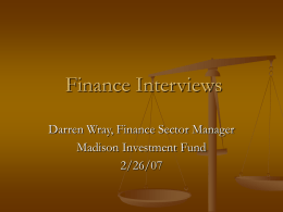 Finance Interviews - James Madison University