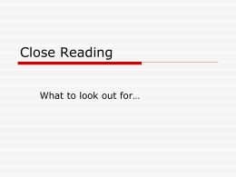 Close Reading - English at Montrose