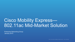 Agenda - Cisco Mobility Express