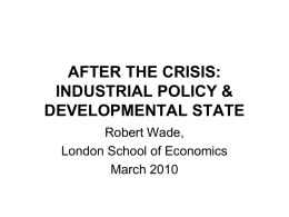 AFTER THE CRISIS: RECONSIDERATION OF INDUSTRIAL …