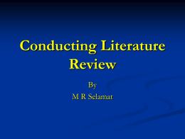 Conducting Literature Review