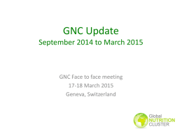 GNC Update - Nutrition Cluster