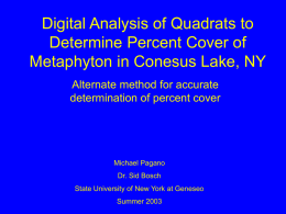Digital Quadrat Analysis of Percent Algal Cover on Conesus